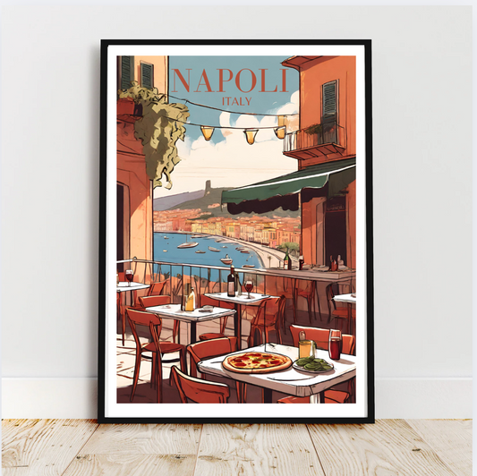 Pizza with a view in Napoli Italy Digital Wall Art