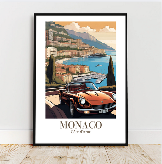 A Drive through Monaco Digital Wall Art, Man Cave Art
